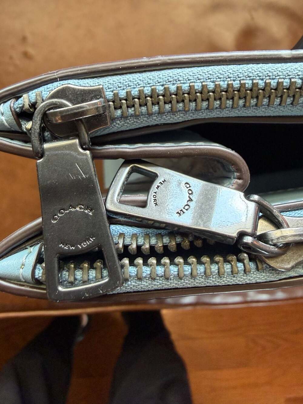 Coach Nina Tote Croc Purse in Light Blue - Picture 6 of 9